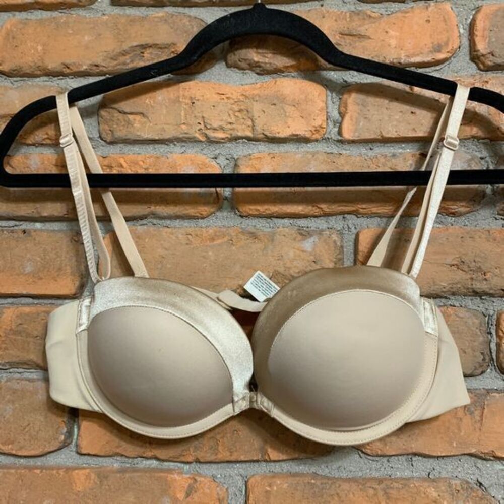 Maidenform Bra 5656 Size 34B Nude Beige Pushup Plunge Strapless Underwire Padded